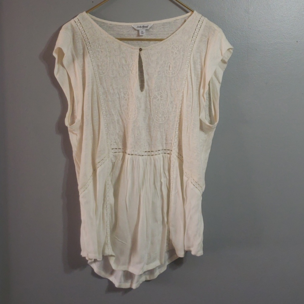 NWOT Lucky Brand Crochet Lace Blouse Size XL